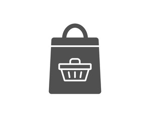 Shopping bag with cart simple icon. Supermarket buying sign. Sale symbol. Quality design elements. Classic style. Vector