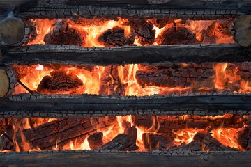 burning fire is made of logs