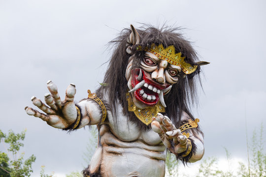 Ogoh-ogoh statue built for the Ngrupuk parade, which takes place on the even of Nyepi day in Bali island, Indonesia