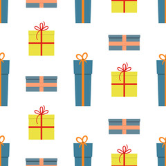 Seamless pattern with spruces on white background. Vector illustration
