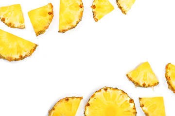 Sliced pineapple isolated on white background with copy space for your text. Top view