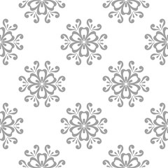 Gray floral seamless pattern on white background