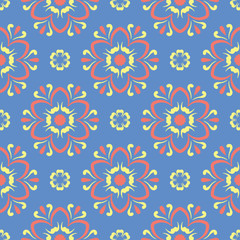 Floral blue seamless pattern. Colored flower background - 192948191
