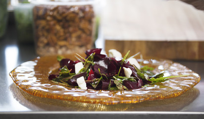 Vegetable salad in the kitchen of the restaurant