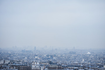 cityscape and skyline of Paris, France. Blue background for your design