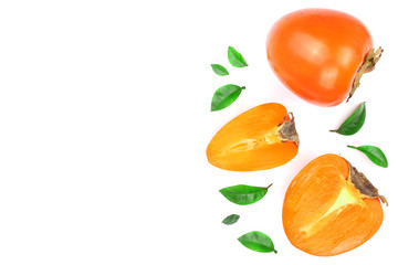 persimmon isolated on white background with copy space for your text. Top view. Flat lay pattern