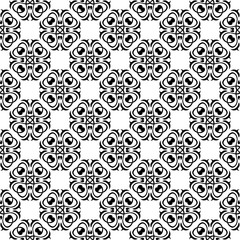 Black floral seamless pattern on white background
