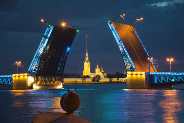 Fototapeta na wymiar Saint-Petersburg, Russia. Night view of the drawbridge