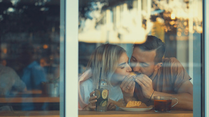 Young couple in a cafe