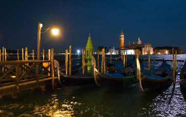 Night view at San Giorgio Maggiore island, Venice, Italy