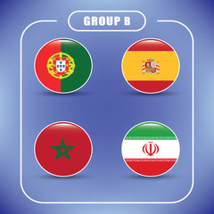 Football. Championship. Vector flags. Russia. Group B.