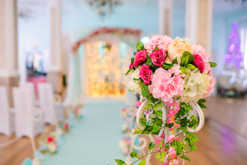 Flowers on a bridal background brightly