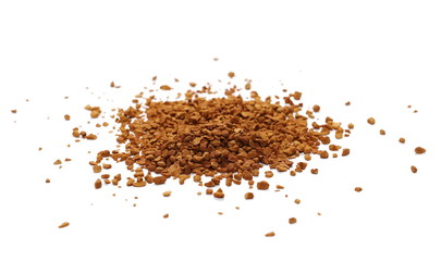 instant coffee grains isolated on white background and texture