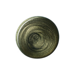 Round blot of green nail polish isolated on white background