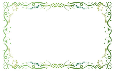 Green classical antique floral frame on white background. To be used for holidays, celebrations or happy events