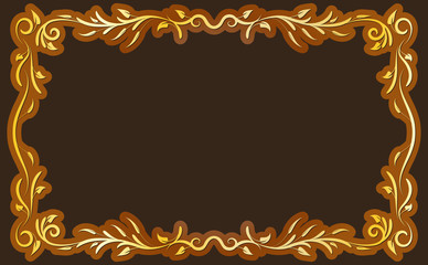 Gold classical antique decorative frame on brown background. To be used for holidays, celebrations or happy events