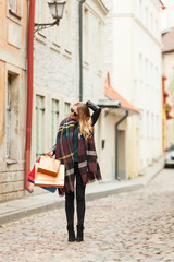 Attractive girl in the city center