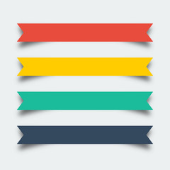 Set of ribbons banners in flat design with shadow - obrazy, fototapety, plakaty