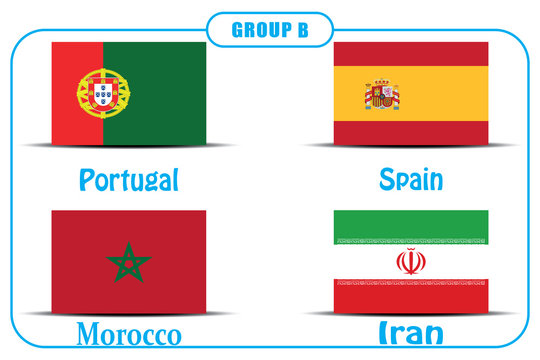 Football. Championship. Vector flags. Russia. Group B.