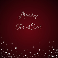 Merry Christmas greeting card. Random falling stars background. Random falling stars on red background. Wonderful vector illustration.