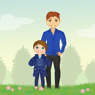 illustration of father nd child