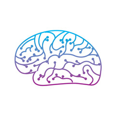 electronic circuit board brain in artificial intelligence process vector illustration