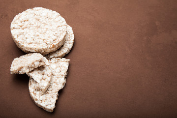 Puffed rice cake, copy space for text.