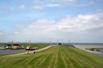 Fototapeta na wymiar Sea dike of Termunterzijl
