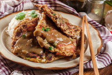 Chinese egg fu yung omelette