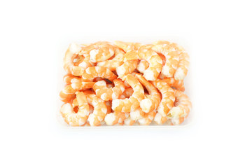 Shrimp on white dish and white background