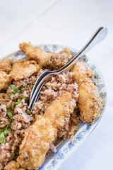 Dish of cod and rice, a traditional dish of Porto cuisine