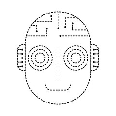 robot artificial intelligence head cyber futuristic vector illustration dotted line design