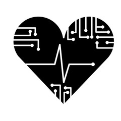 heart rate circuit technology medical image vector illustration black and white design