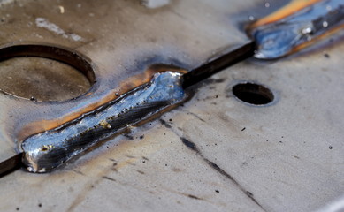 welding seam onto steel sheet metal