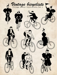 bicyclists vintage set #vector #isolated