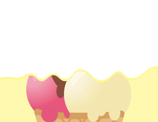 Ice cream scoops and cone background