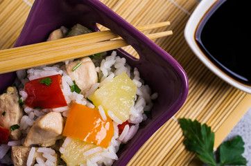 White rice with meat