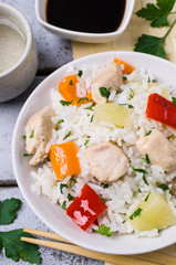 White rice with meat