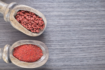 Seeds and organic achiote powder - Bixa orellana