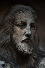 Fototapeta na wymiar The face of Jesus Christ as a symbol of suffering and salvation of mankind. (healing, spiritual development, enlightenment - the concept)