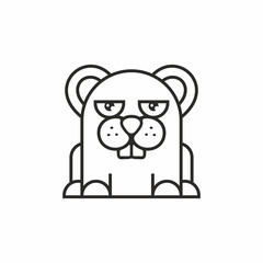 cute mouse icon, thin line style, flat design