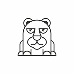 cute bear icon, thin line style, flat design