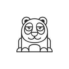 cute panda icon, thin line style, flat design