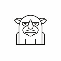 cute rhinoceros icon, thin line style, flat design