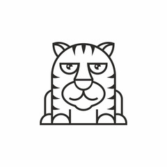 cute tiger icon, thin line style, flat design