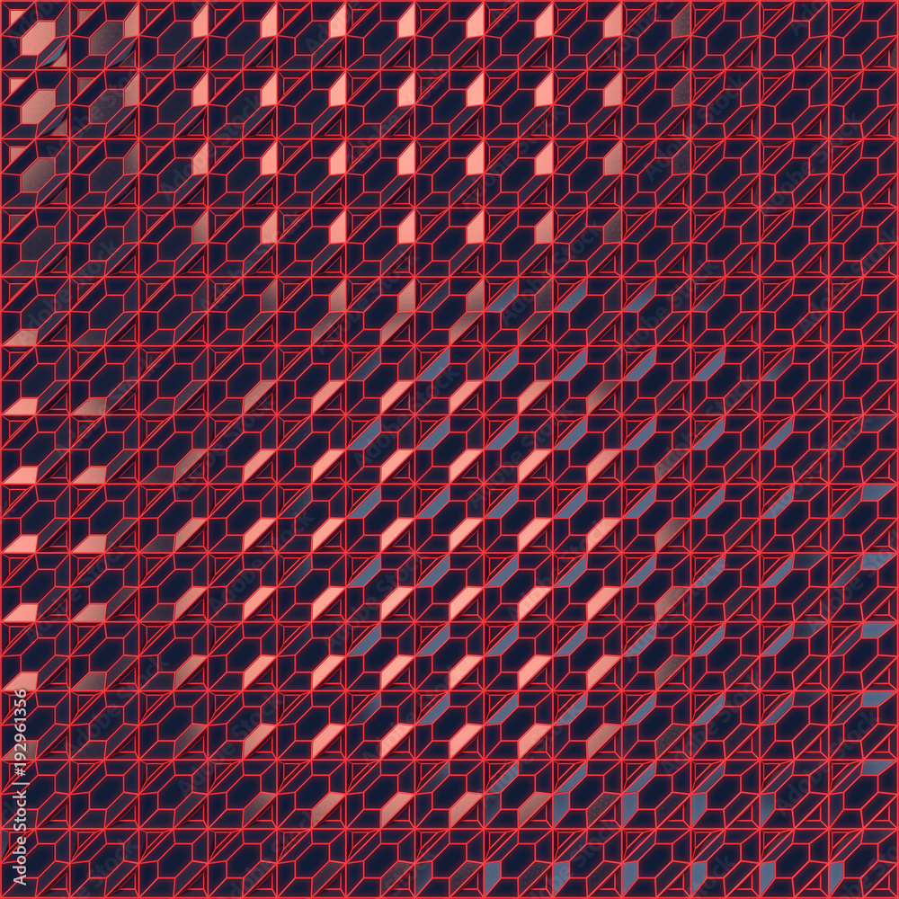 Aufkleber Dark reflective metallic abstract surface pattern. 3d rendering
