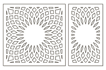 Template for cutting. Flower, geometric pattern. Laser cut. Set ratio 1:1, 1:2. Vector illustration.