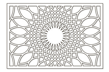 Template for cutting. Flower, geometric pattern. Laser cut. ratio 2:3. Vector illustration.