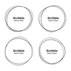 Set of Hand Drawn Scribble Circles. Vector illustration.