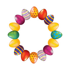 round frame decorative easter eggs ornament vector illustration